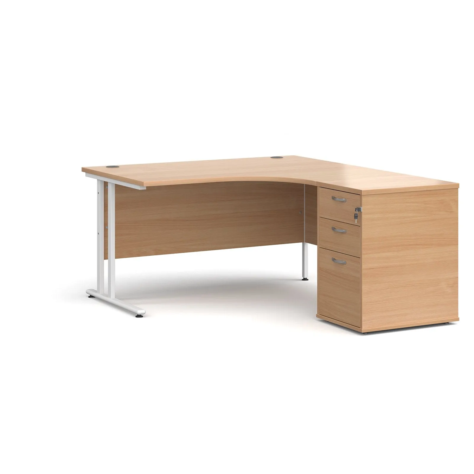 Right or left hand corner desk with storage - Grey Oak, White, Oak, Walnut