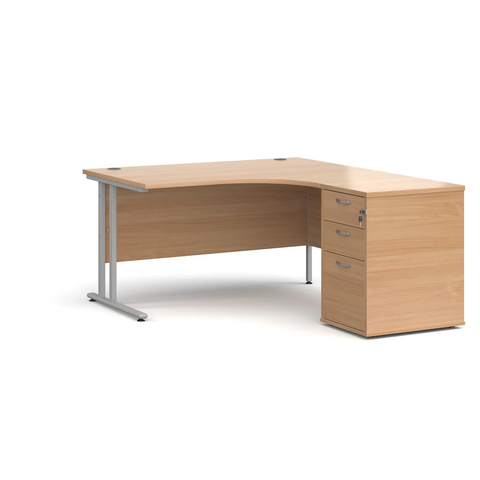 Right or left hand corner desk with storage - Grey Oak, White, Oak, Walnut