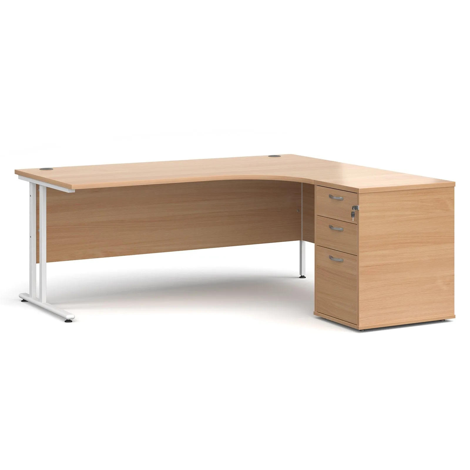 Right or left hand corner desk with storage - Grey Oak, White, Oak, Walnut