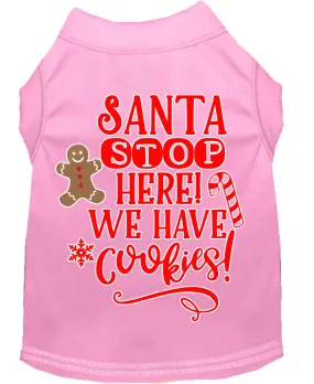 Santa, We Have Cookies Screen Print Dog Shirt Light Pink Sm