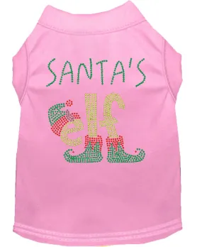 Santa's Elf Rhinestone Dog Shirt Light Pink Sm (10)