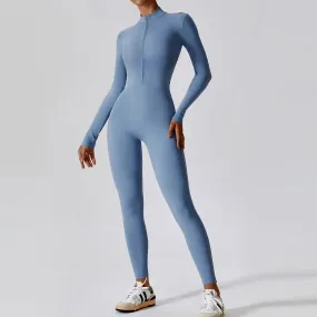 Sculpting Long Sleeve Zip Up Jumpsuit