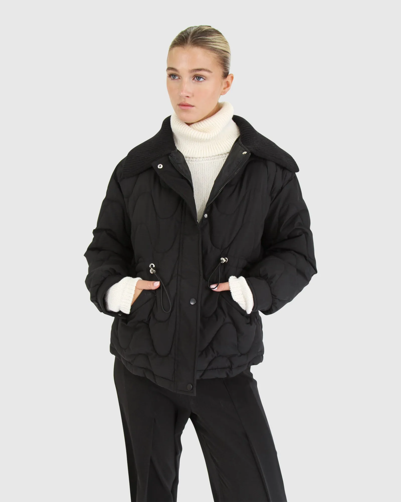 See You Again Quilted Jacket - Black