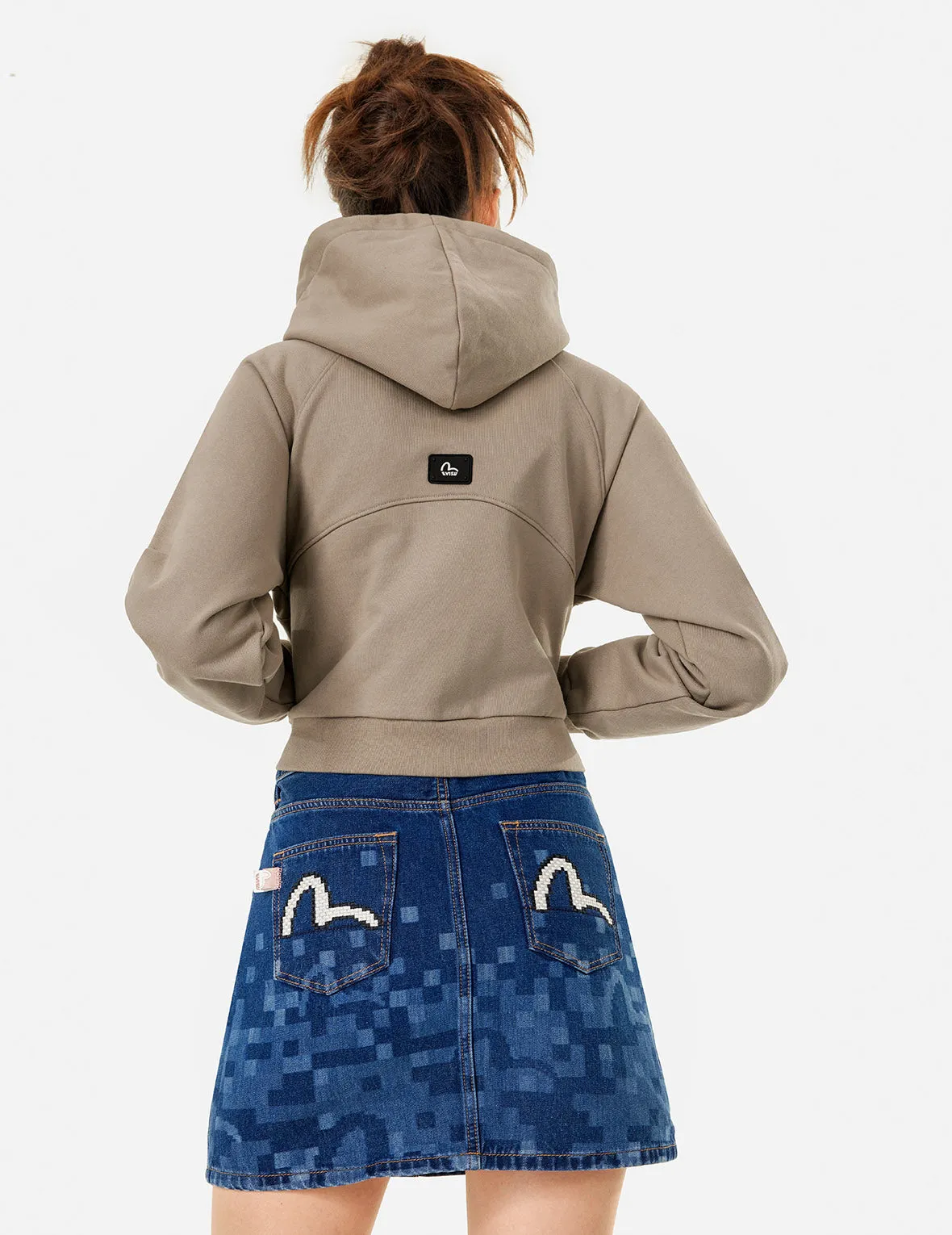 Segull Print Cropped Zip-Up Sweatshirt