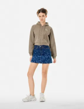 Segull Print Cropped Zip-Up Sweatshirt