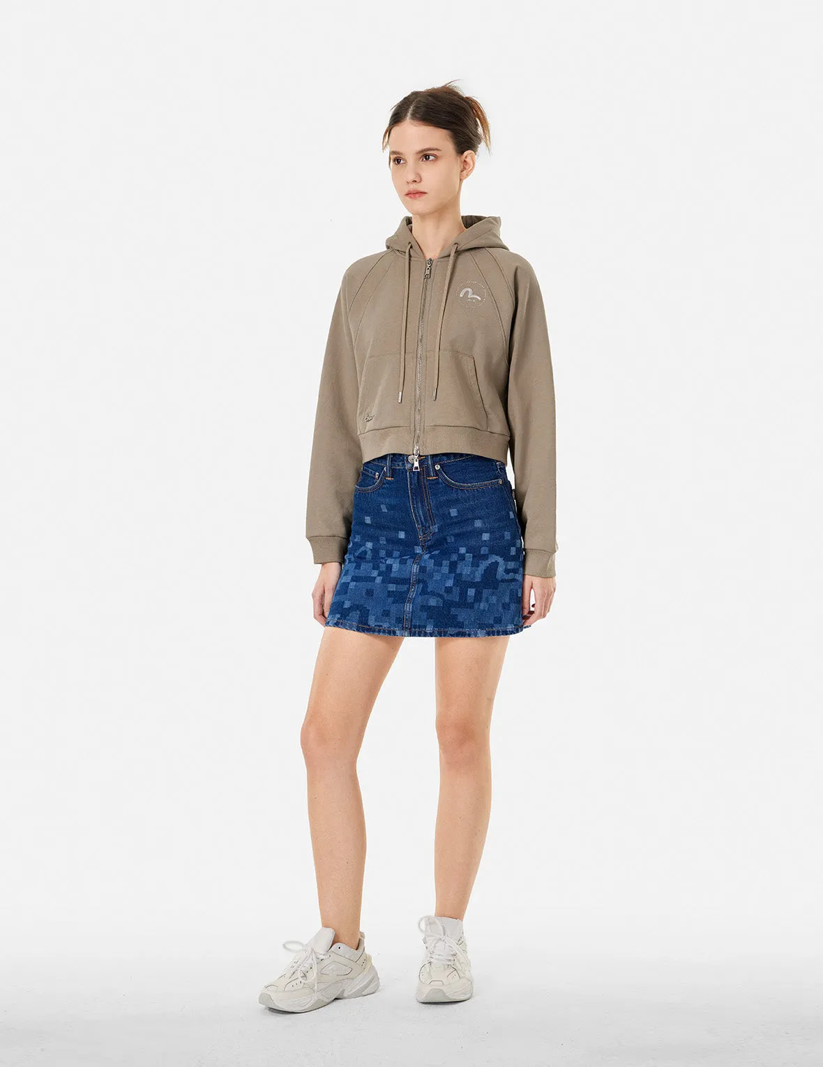 Segull Print Cropped Zip-Up Sweatshirt