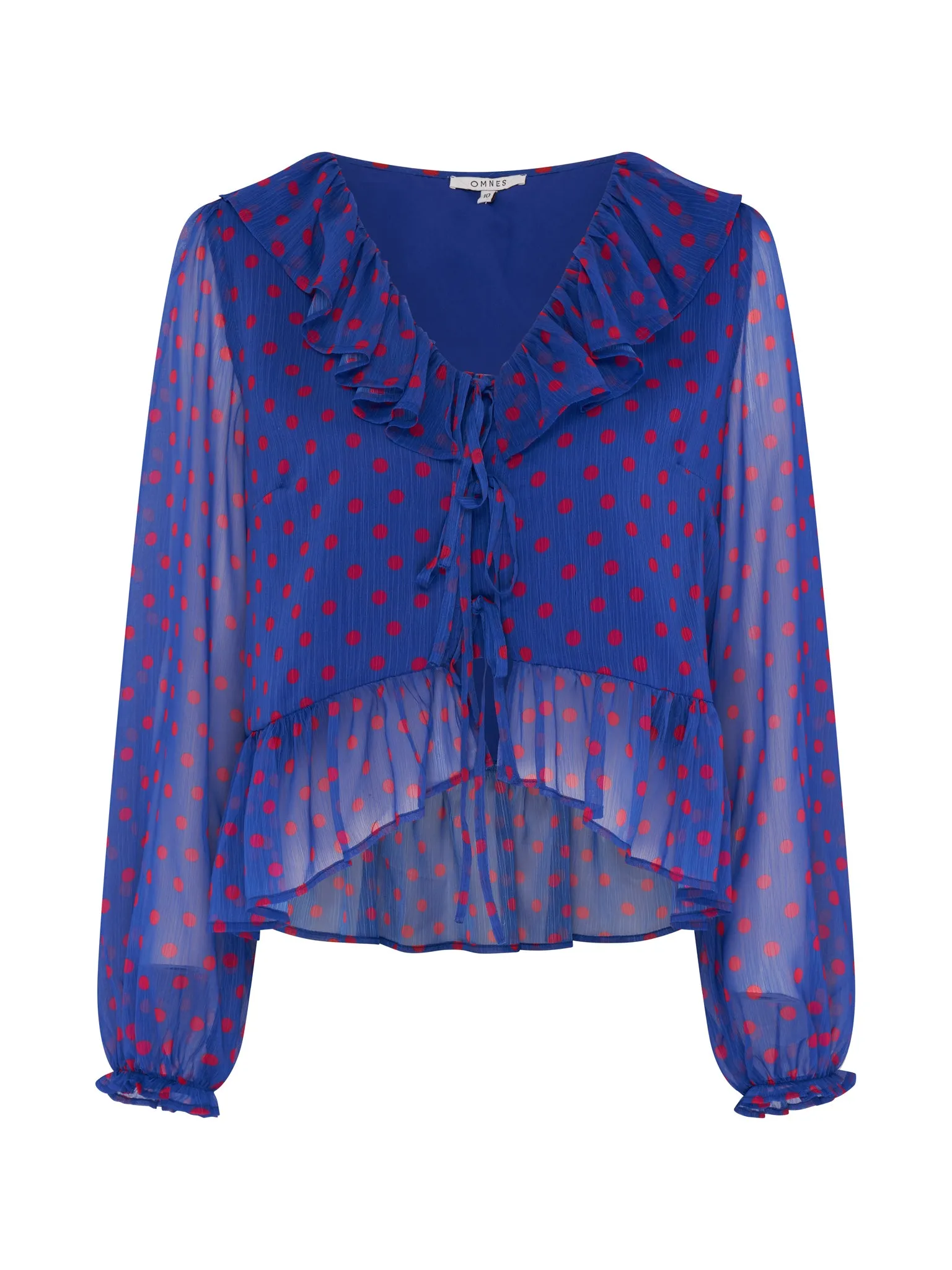 Selina Polka Dot Chiffon Top in Blue