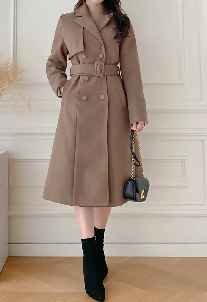 Semi A-line double long coat