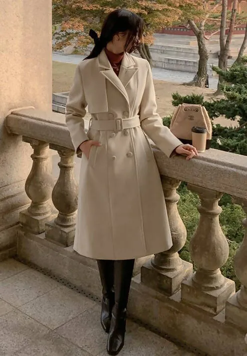 Semi A-line double long coat