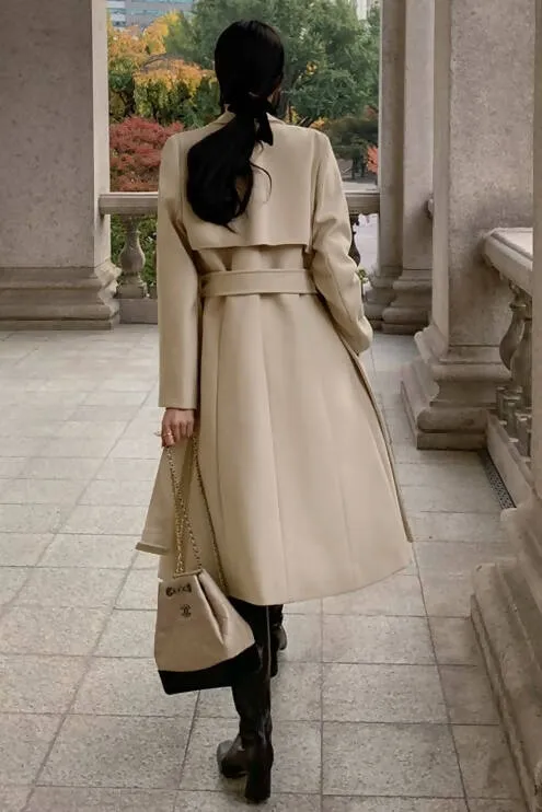 Semi A-line double long coat