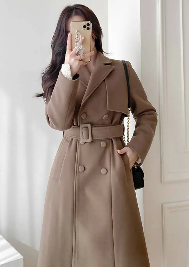 Semi A-line double long coat