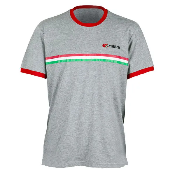 Sidi Official Casuals Striped 100% Cotton Motorcycle T-shirt - Grey