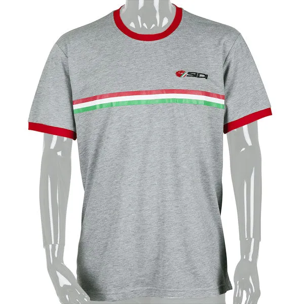 Sidi Official Casuals Striped 100% Cotton Motorcycle T-shirt - Grey