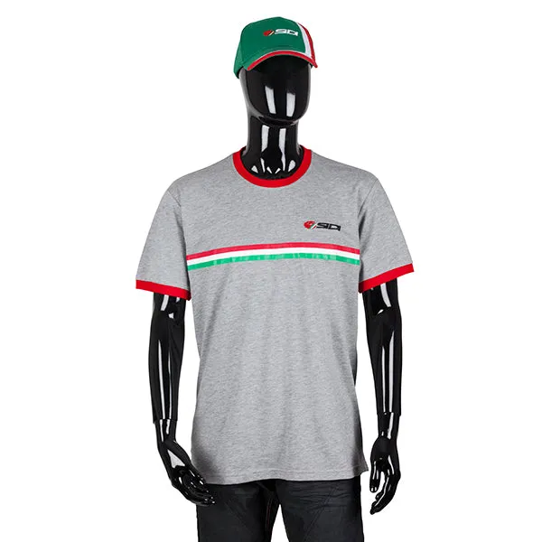 Sidi Official Casuals Striped 100% Cotton Motorcycle T-shirt - Grey