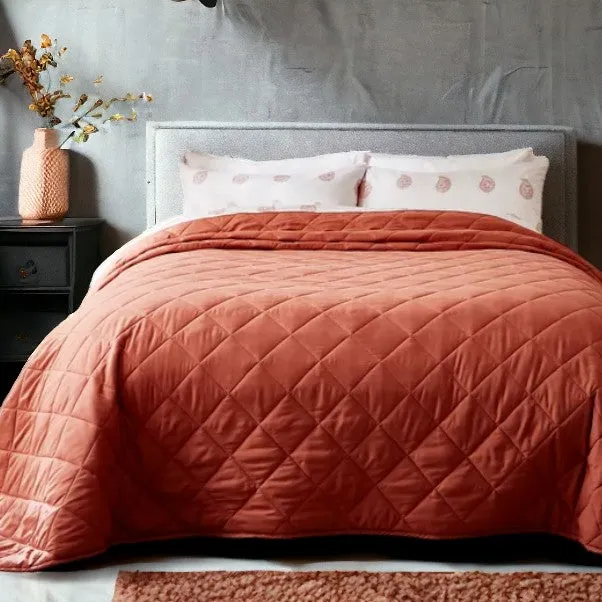 Sienna Red Quilted Bedspread