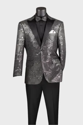 Silver Jacquard Metallic Sport Coat