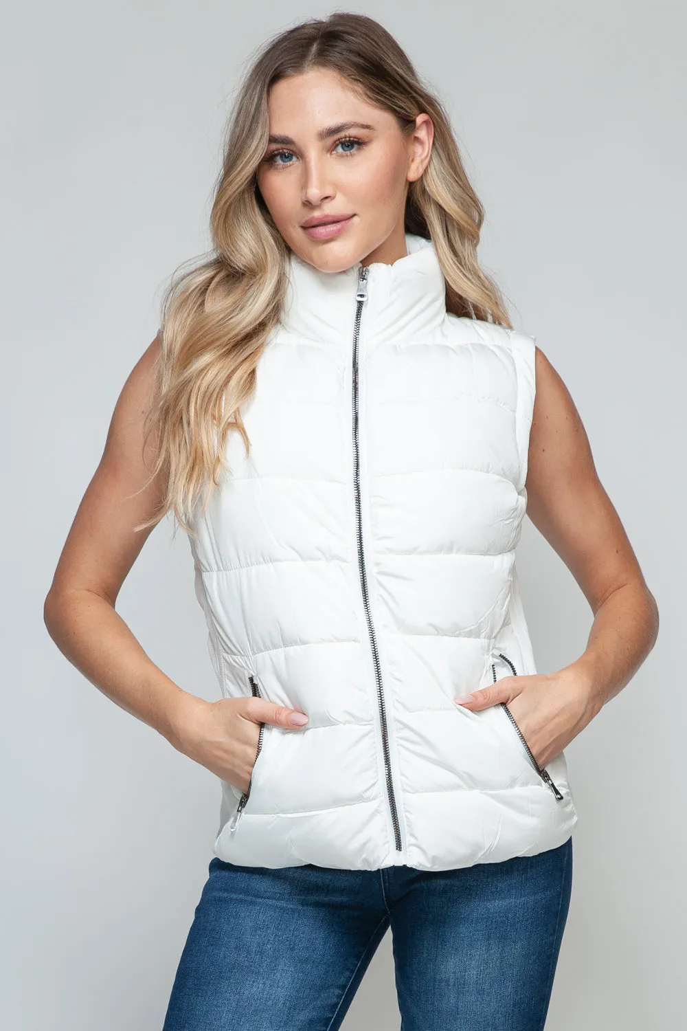 Snobbish Zip Up Turtleneck Vest with Pockets