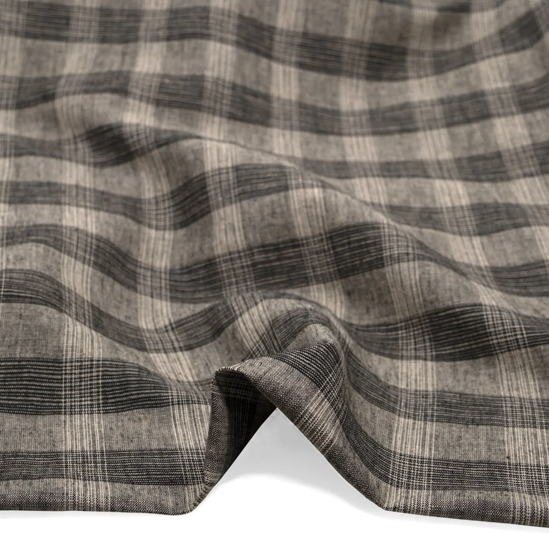 Static Check Yarn Dyed Linen Cotton - Pepper