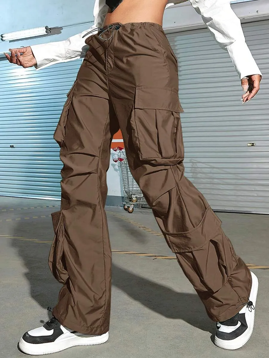 Street Vibes Flap Pockets Drawstring Cargo Pants