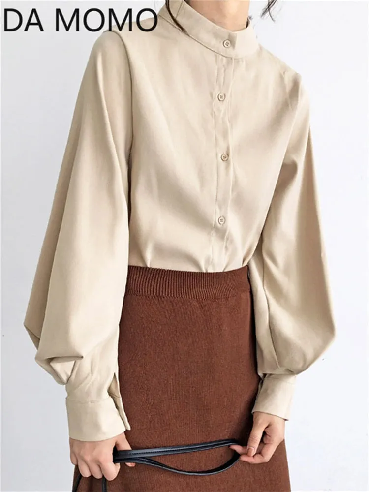 Stylish Lantern Sleeve Chiffon Office Blouse for Women