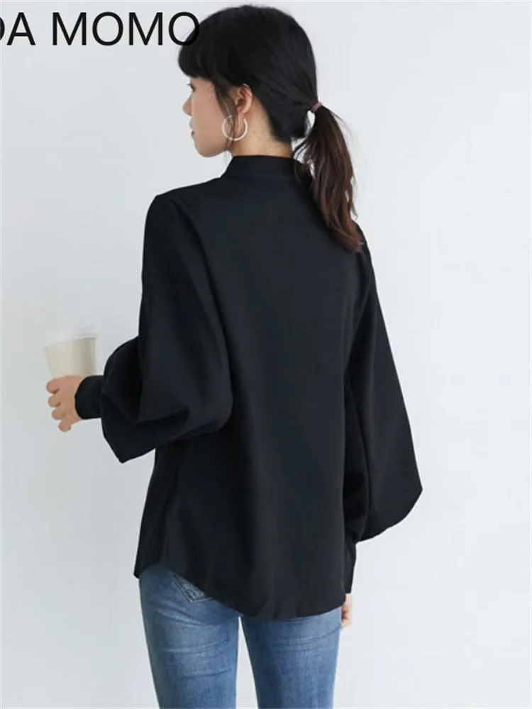 Stylish Lantern Sleeve Chiffon Office Blouse for Women