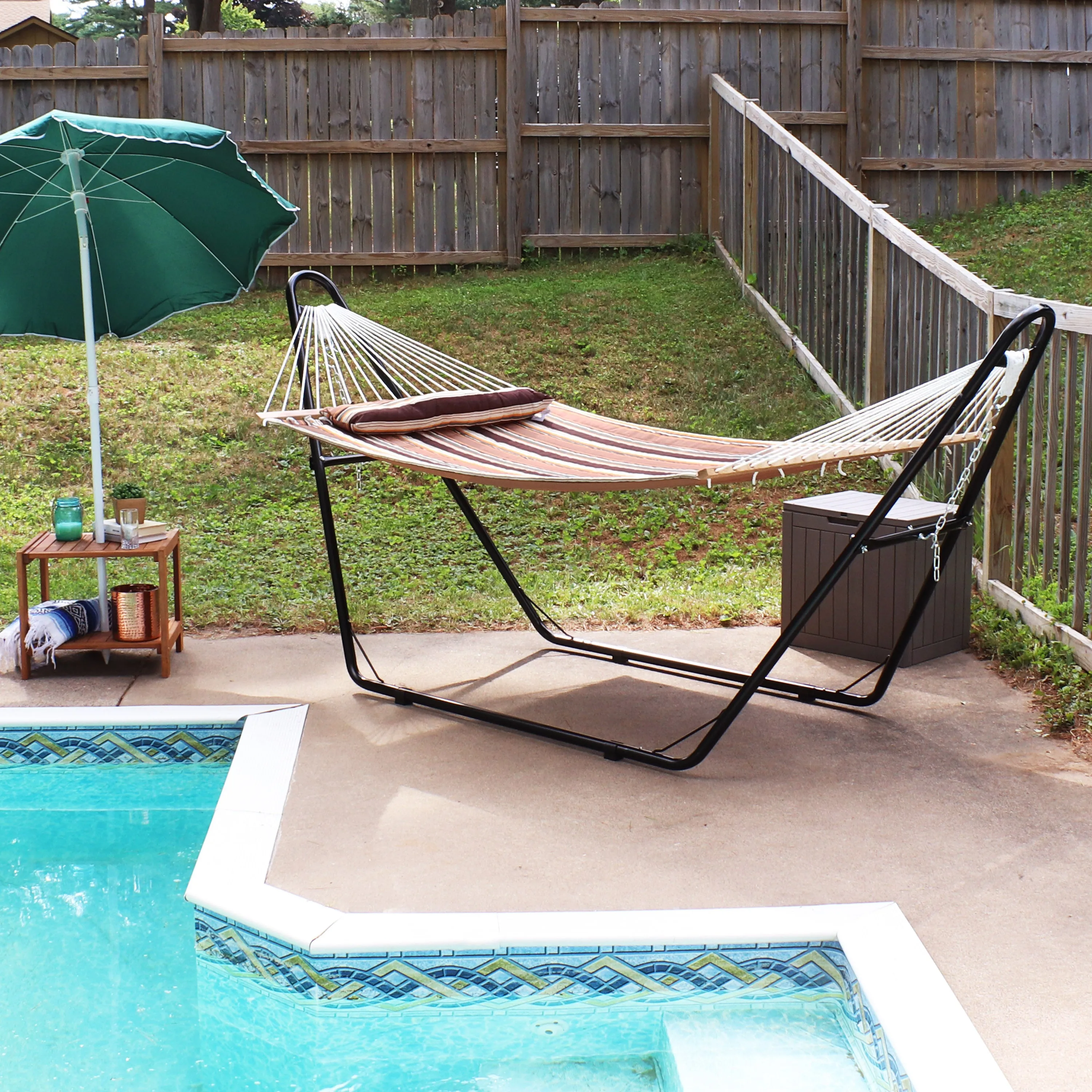 Sunnydaze Quilted 2-Person Hammock with Multi-Use Universal Stand