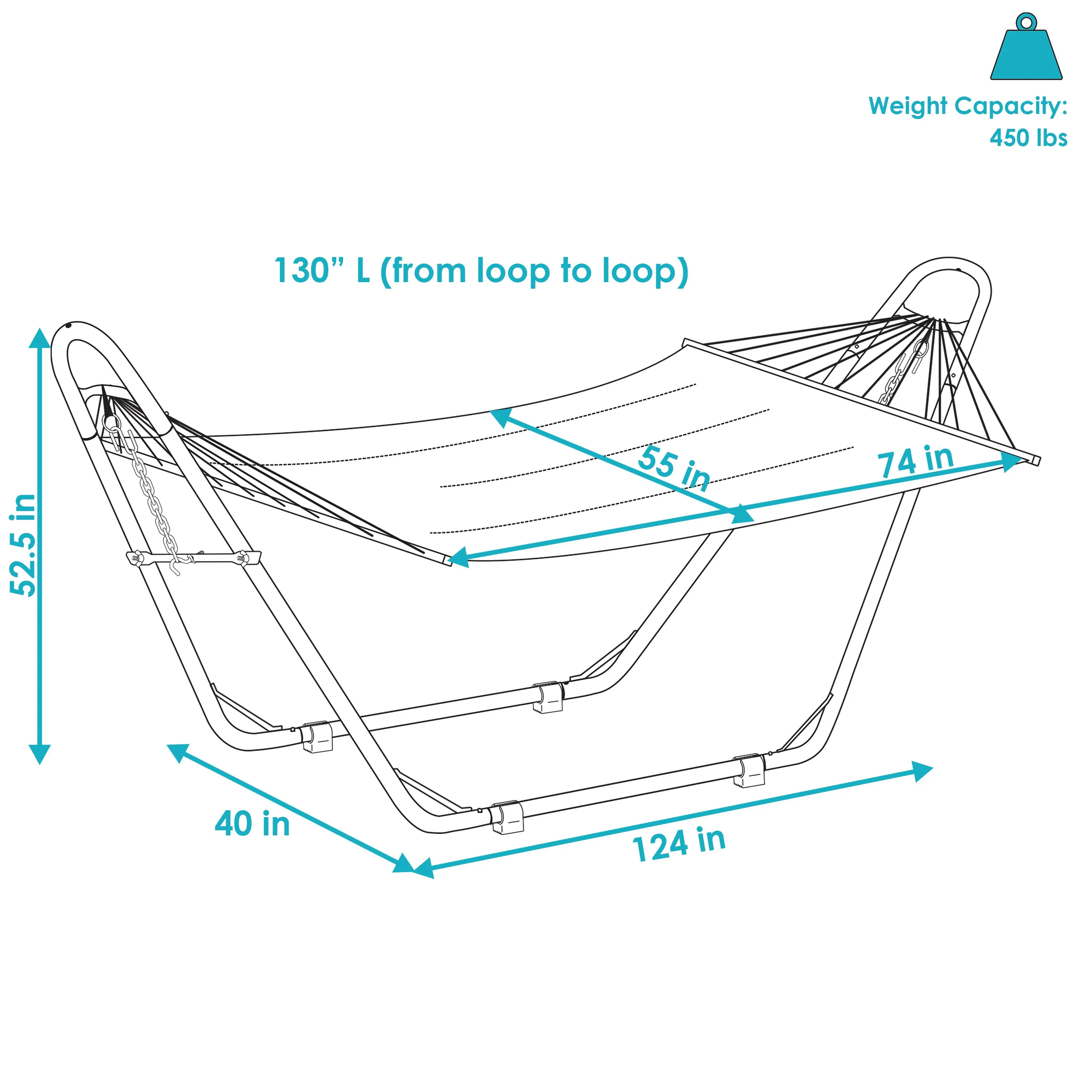 Sunnydaze Quilted 2-Person Hammock with Multi-Use Universal Stand