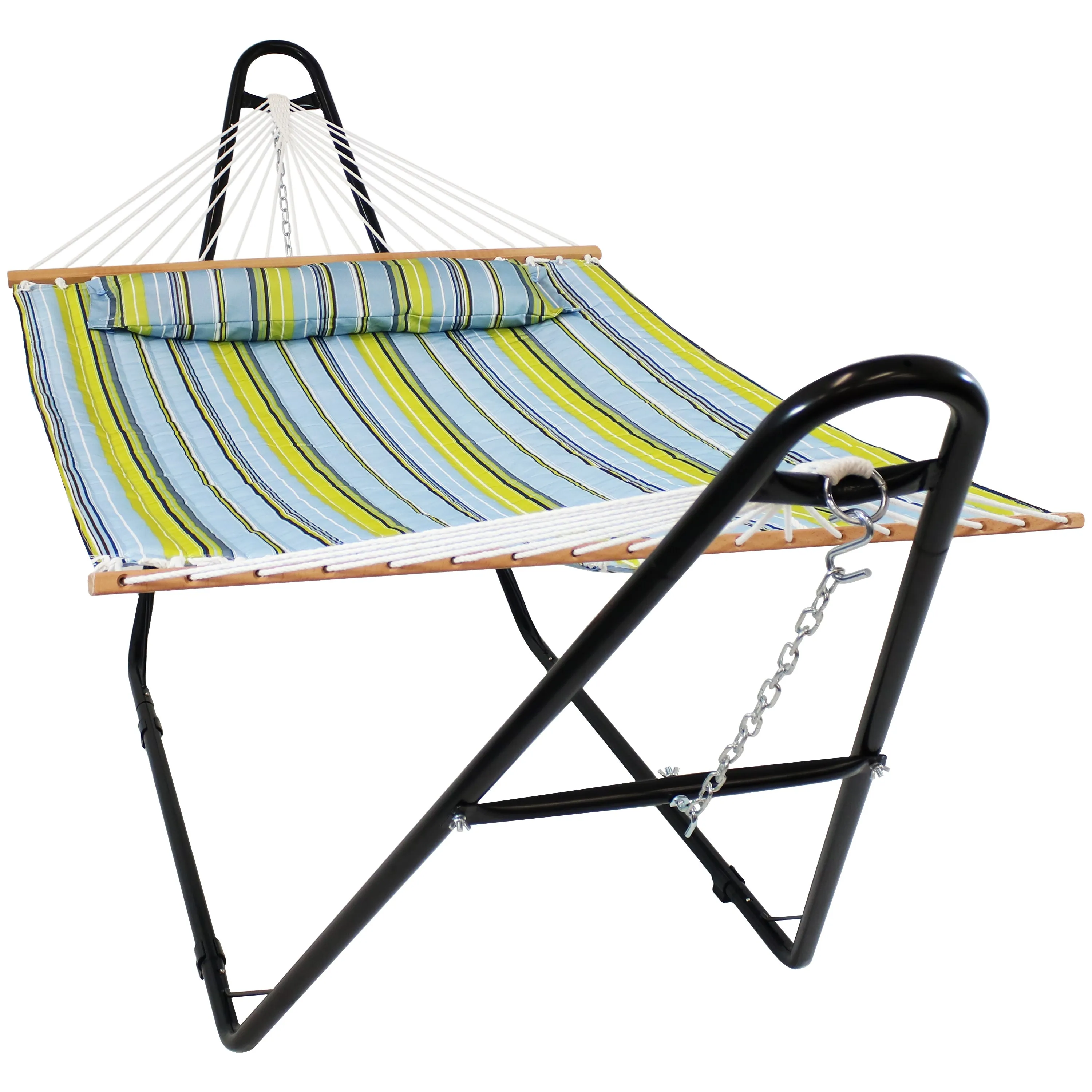 Sunnydaze Quilted 2-Person Hammock with Multi-Use Universal Stand