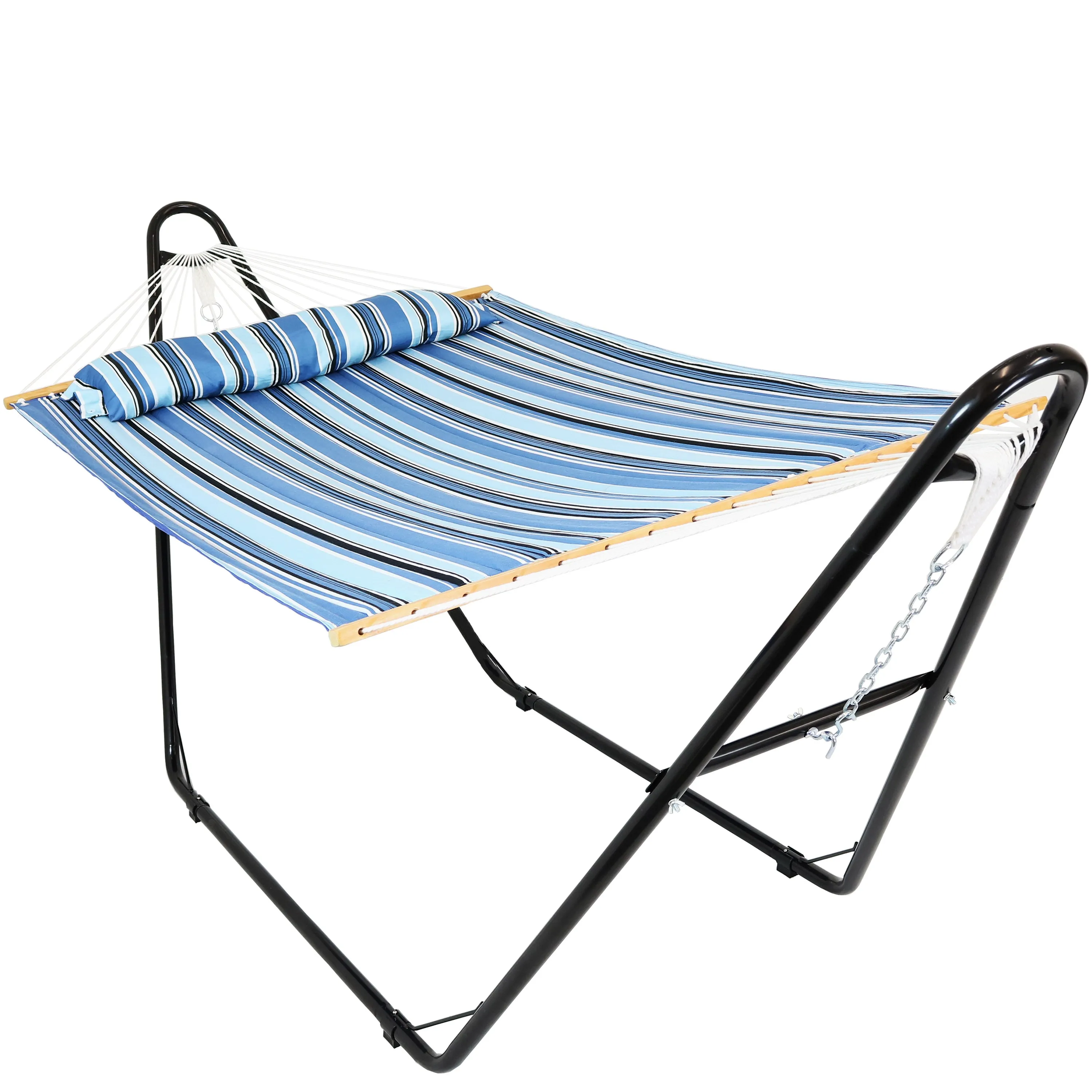 Sunnydaze Quilted 2-Person Hammock with Multi-Use Universal Stand