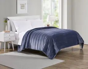 Tahari Home Ultra-Soft Quilted Velvet Bedding, Midnight Blue, Queen