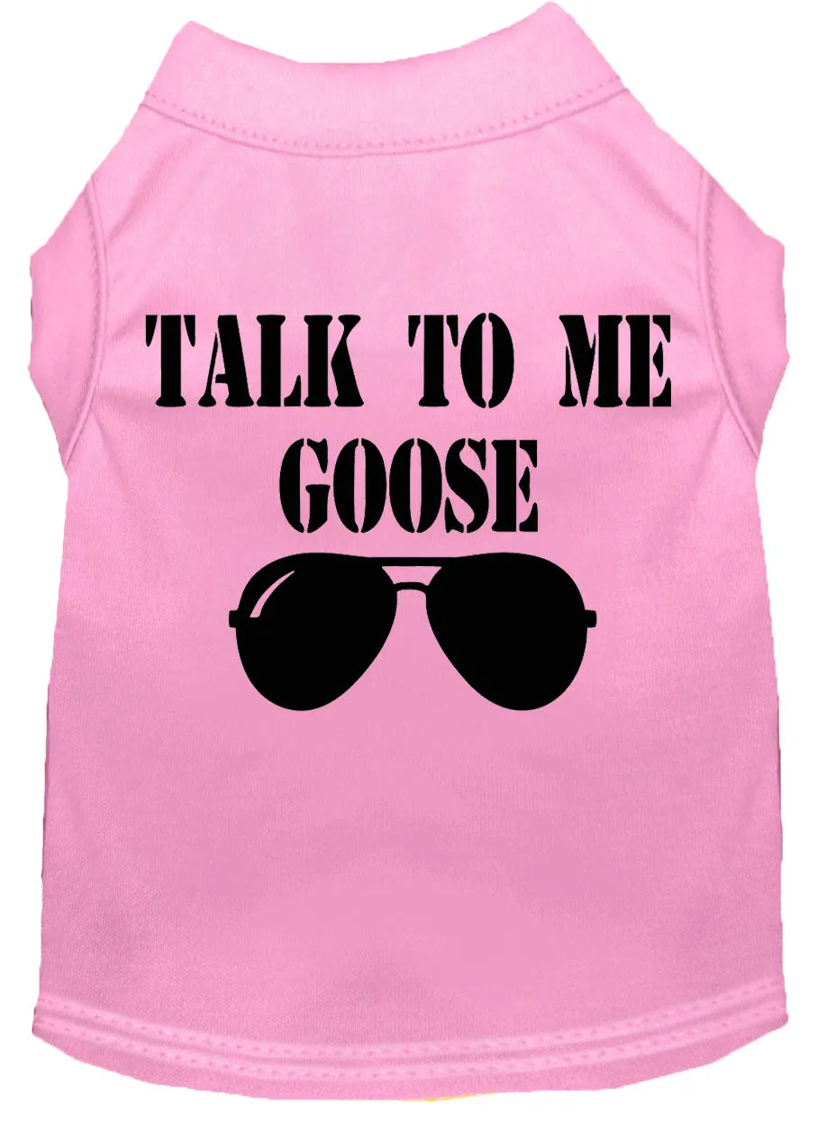 Talk To Me Goose Screen Print Dog Shirt Light Pink Lg