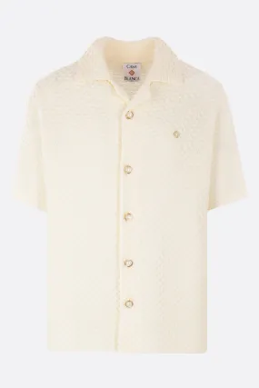 Textured Pattern Knit Bowling Shirt