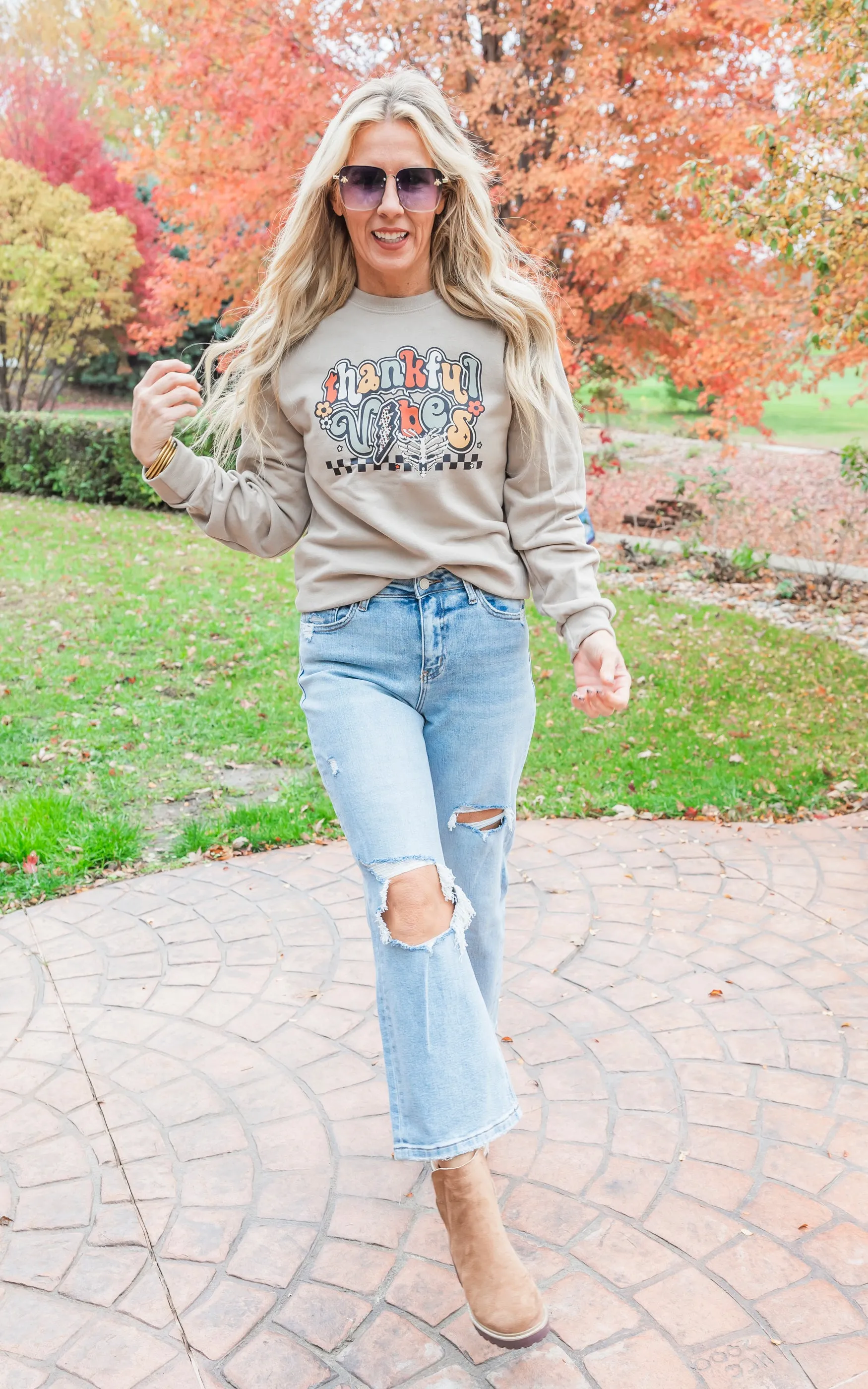 Thankful Vibes Crewneck Sweatshirt** - Final Sale