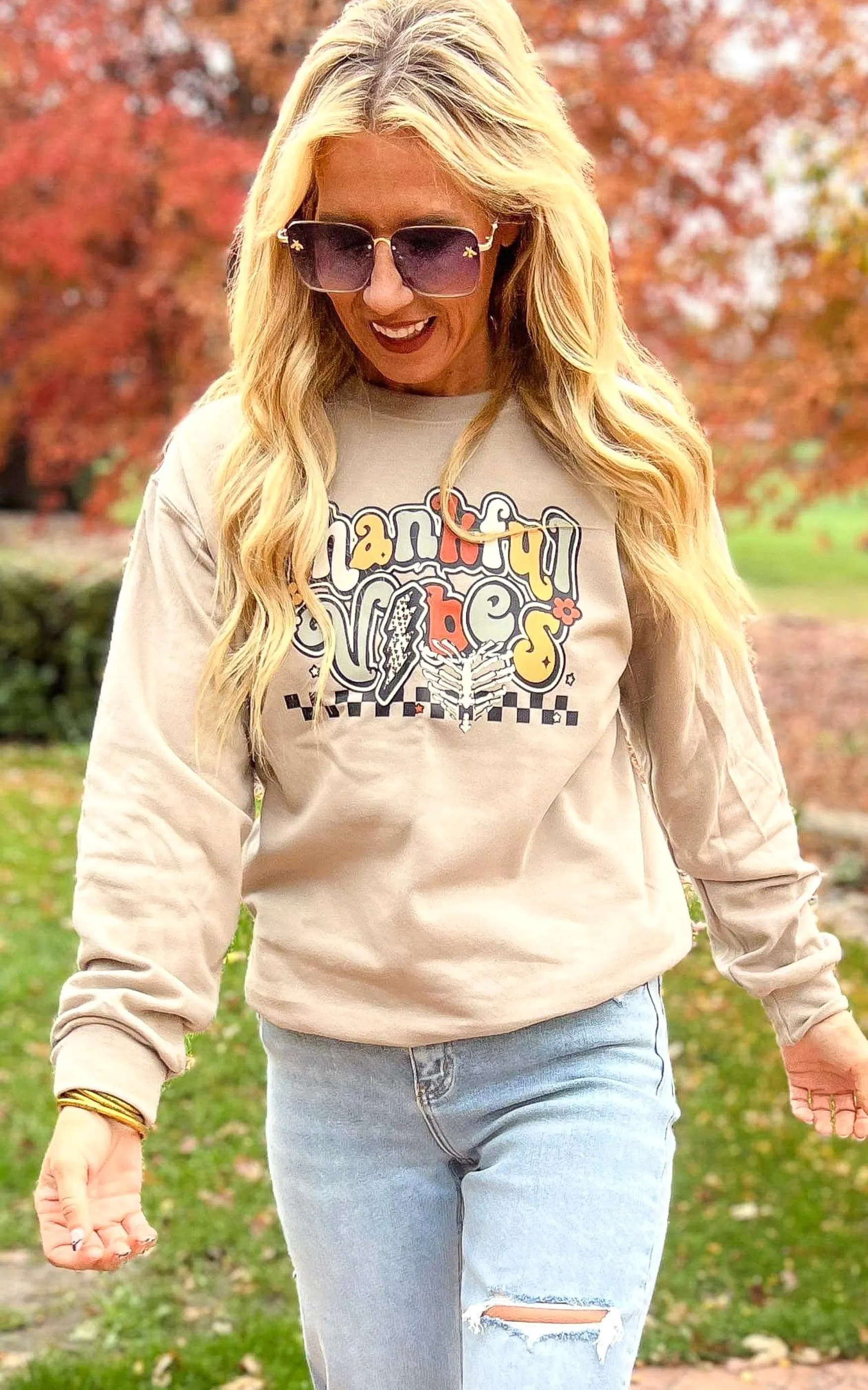 Thankful Vibes Crewneck Sweatshirt** - Final Sale