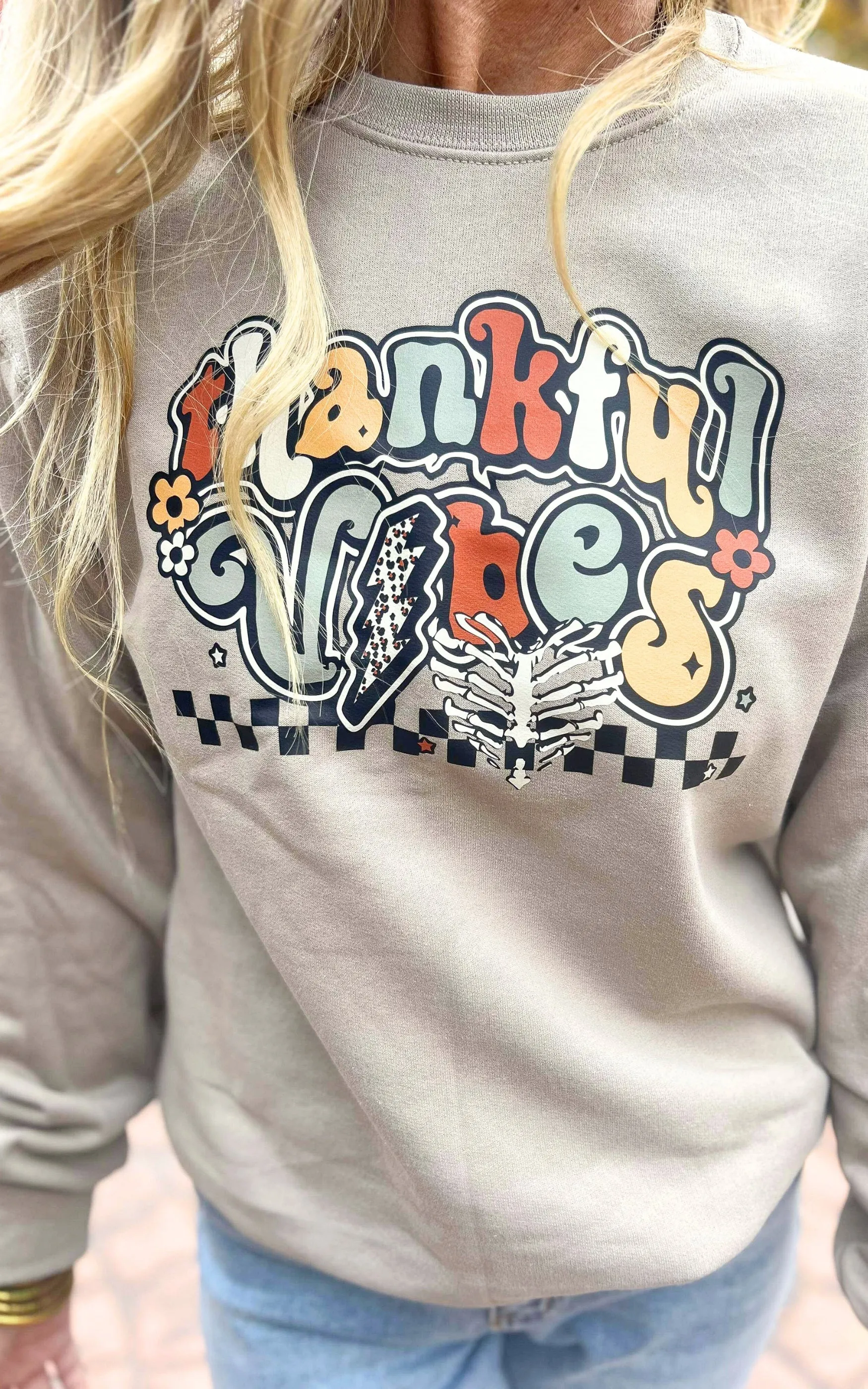 Thankful Vibes Crewneck Sweatshirt** - Final Sale