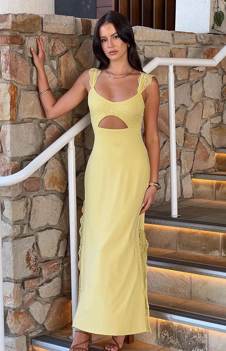 Tiana Yellow Lace Maxi Dress