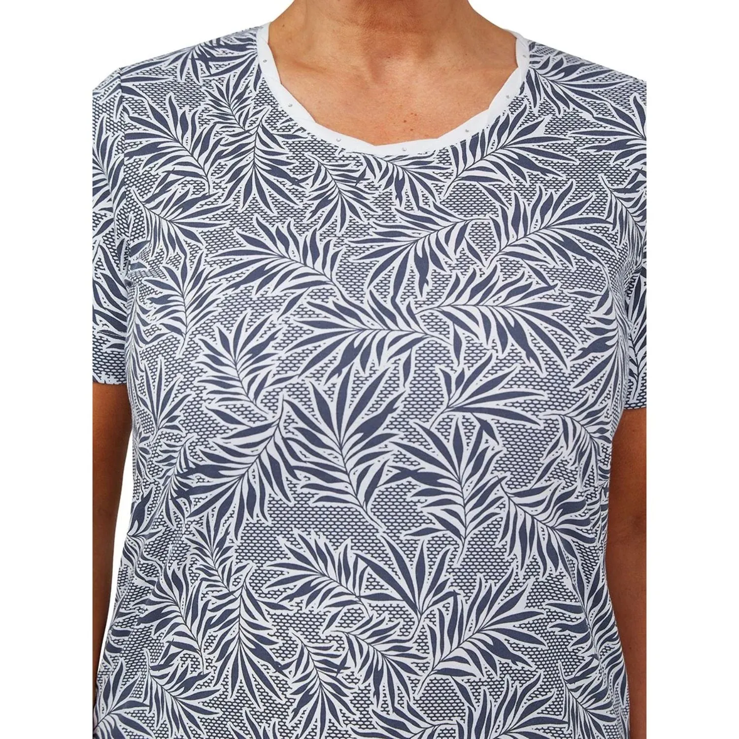 TIGI 14/16 Leaf Cross Stitch Print Top