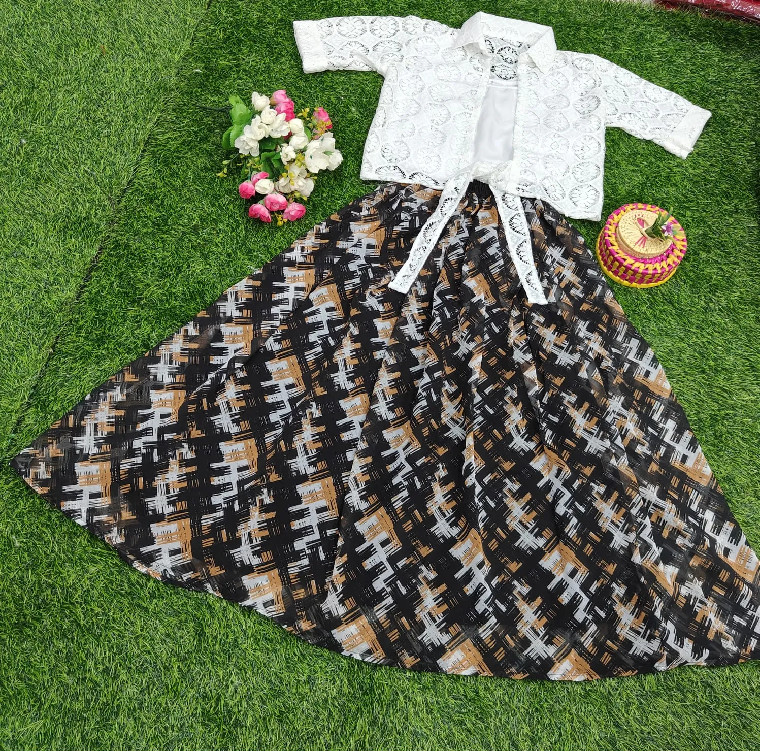 Trending Skirt With Top And Koti