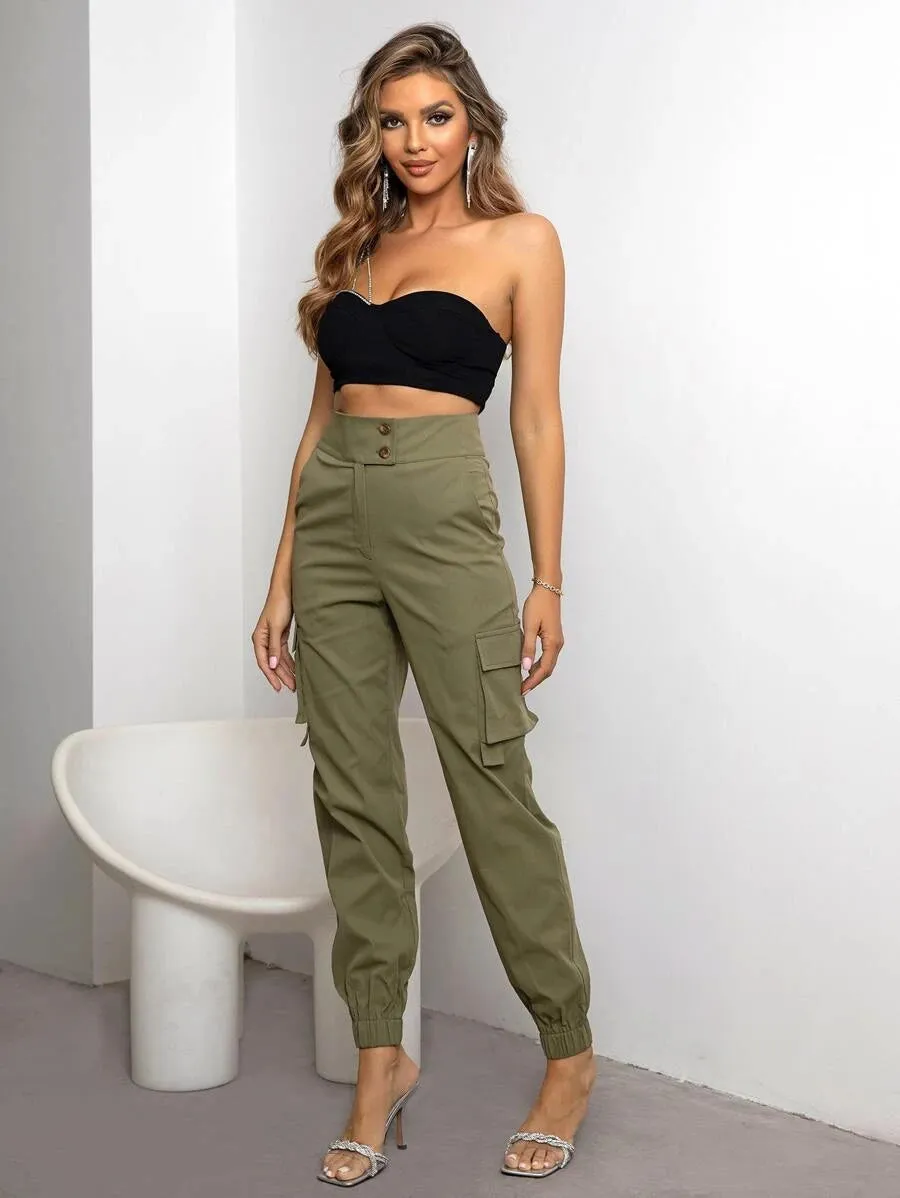 Trendy Cargo Side Pocket Flap Pants