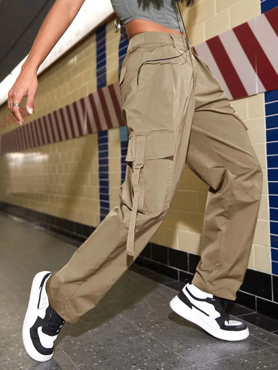 Trendy Flap Pocket Side Cargo Pants