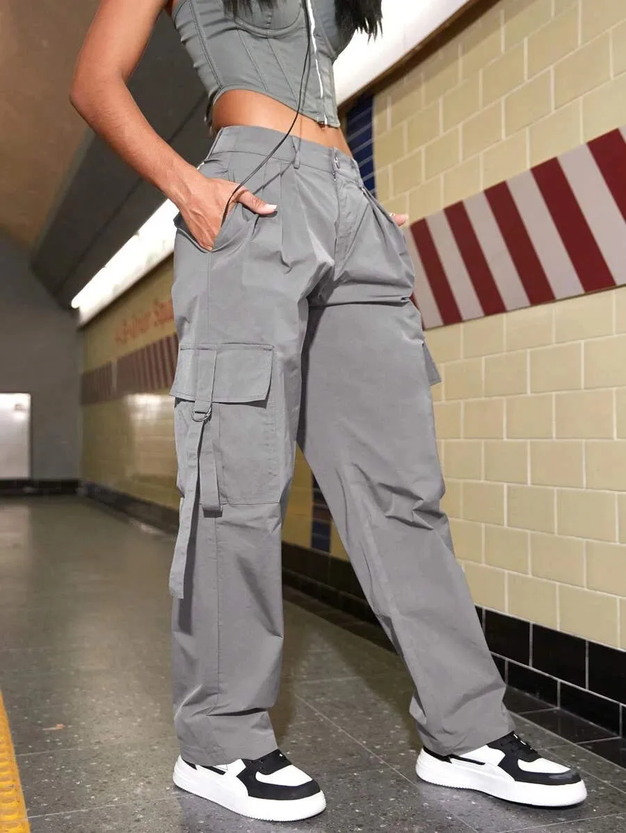 Trendy Flap Pocket Side Cargo Pants