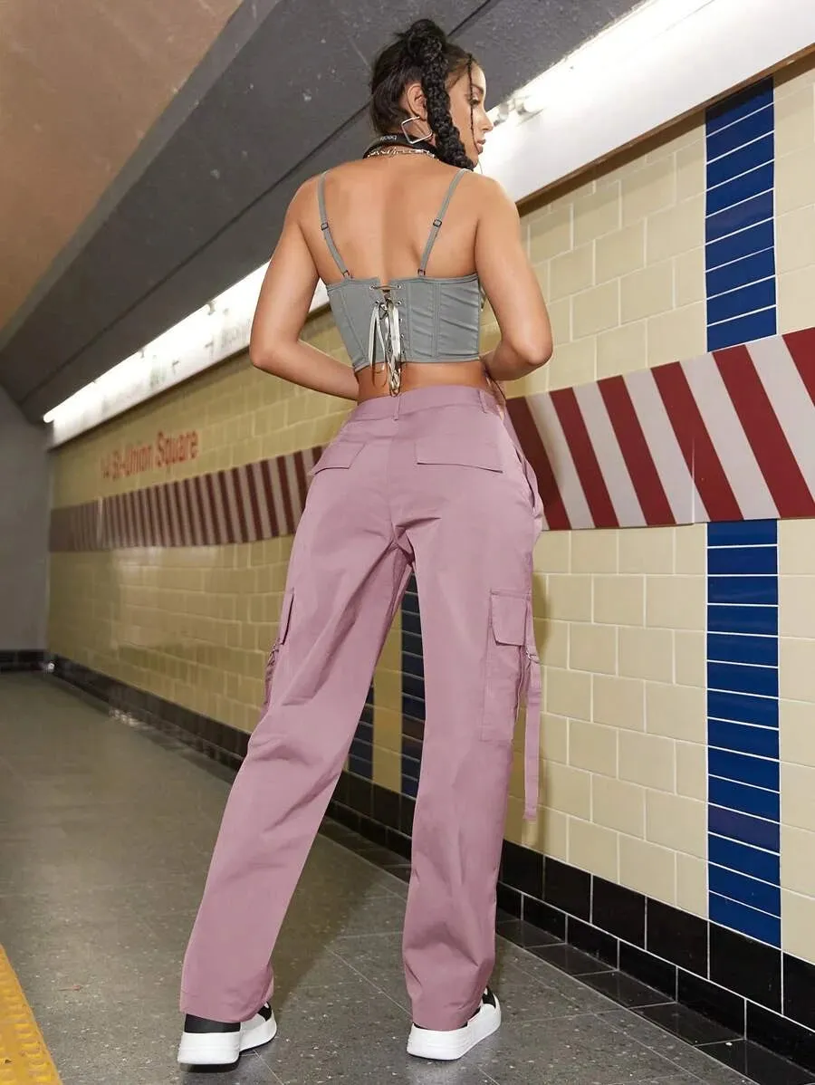 Trendy Flap Pocket Side Cargo Pants