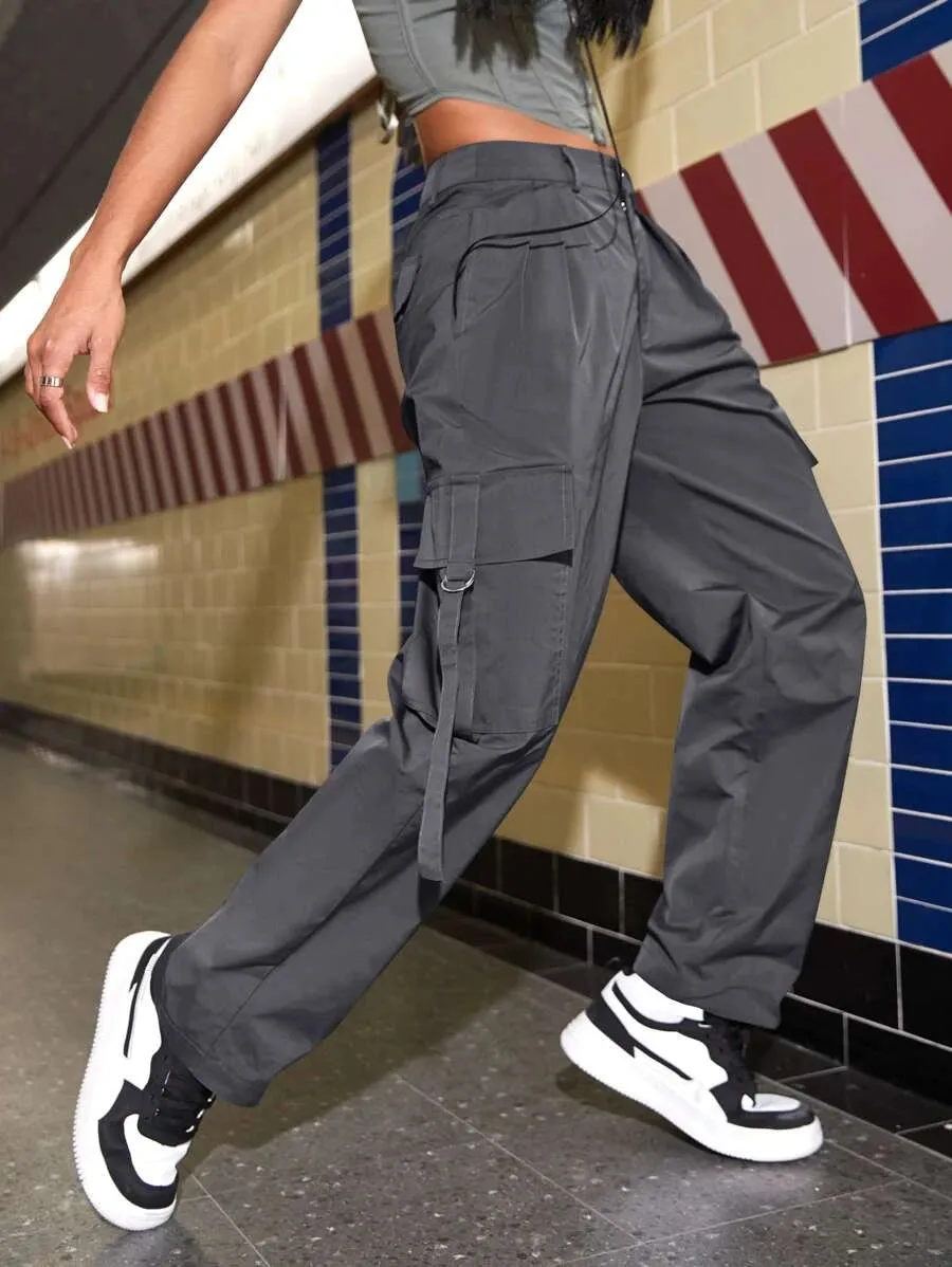 Trendy Flap Pocket Side Cargo Pants