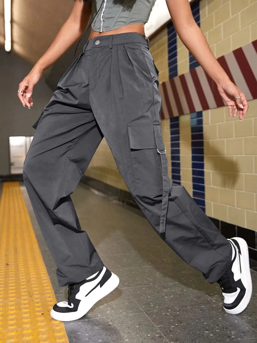 Trendy Flap Pocket Side Cargo Pants