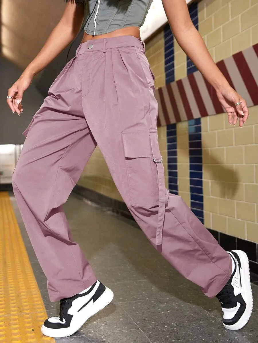 Trendy Flap Pocket Side Cargo Pants