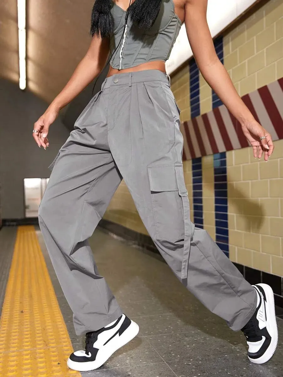 Trendy Flap Pocket Side Cargo Pants