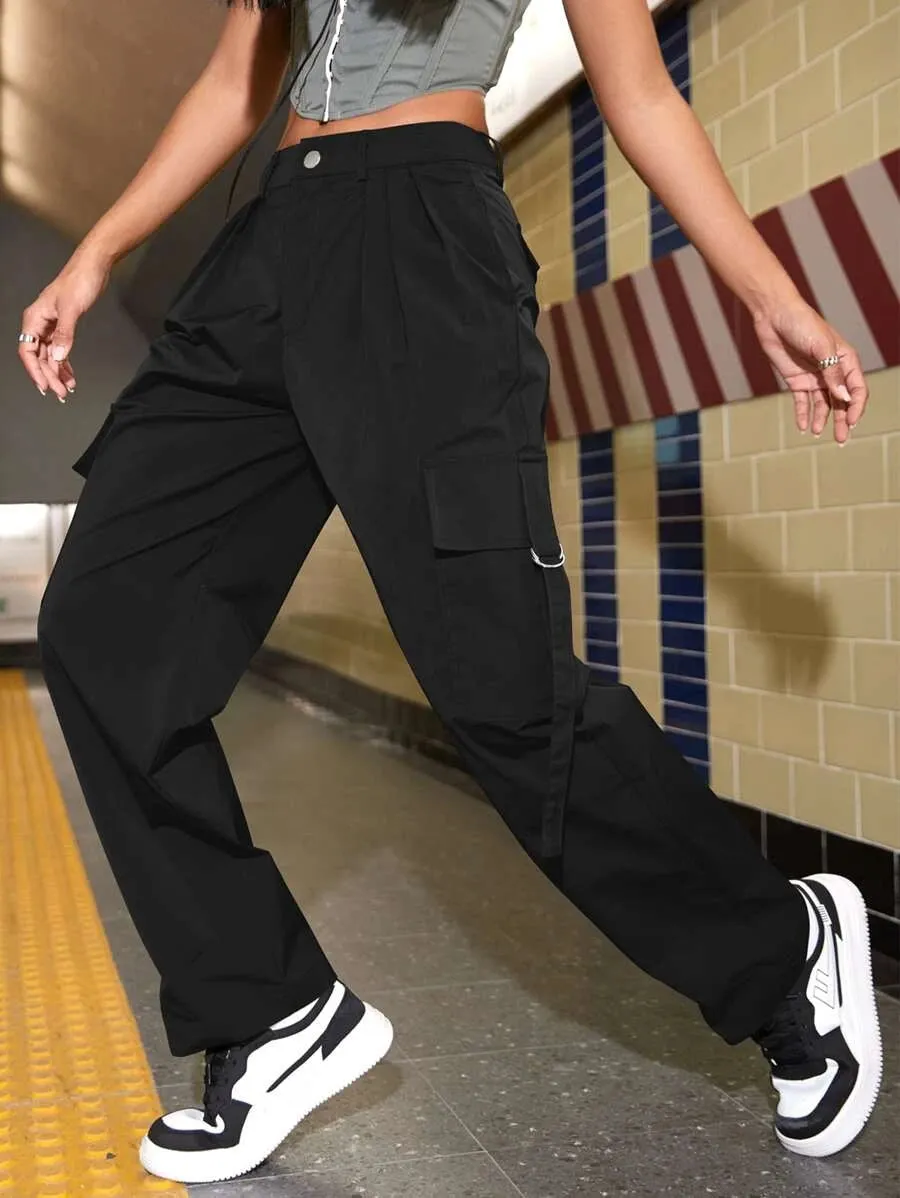 Trendy Flap Pocket Side Cargo Pants