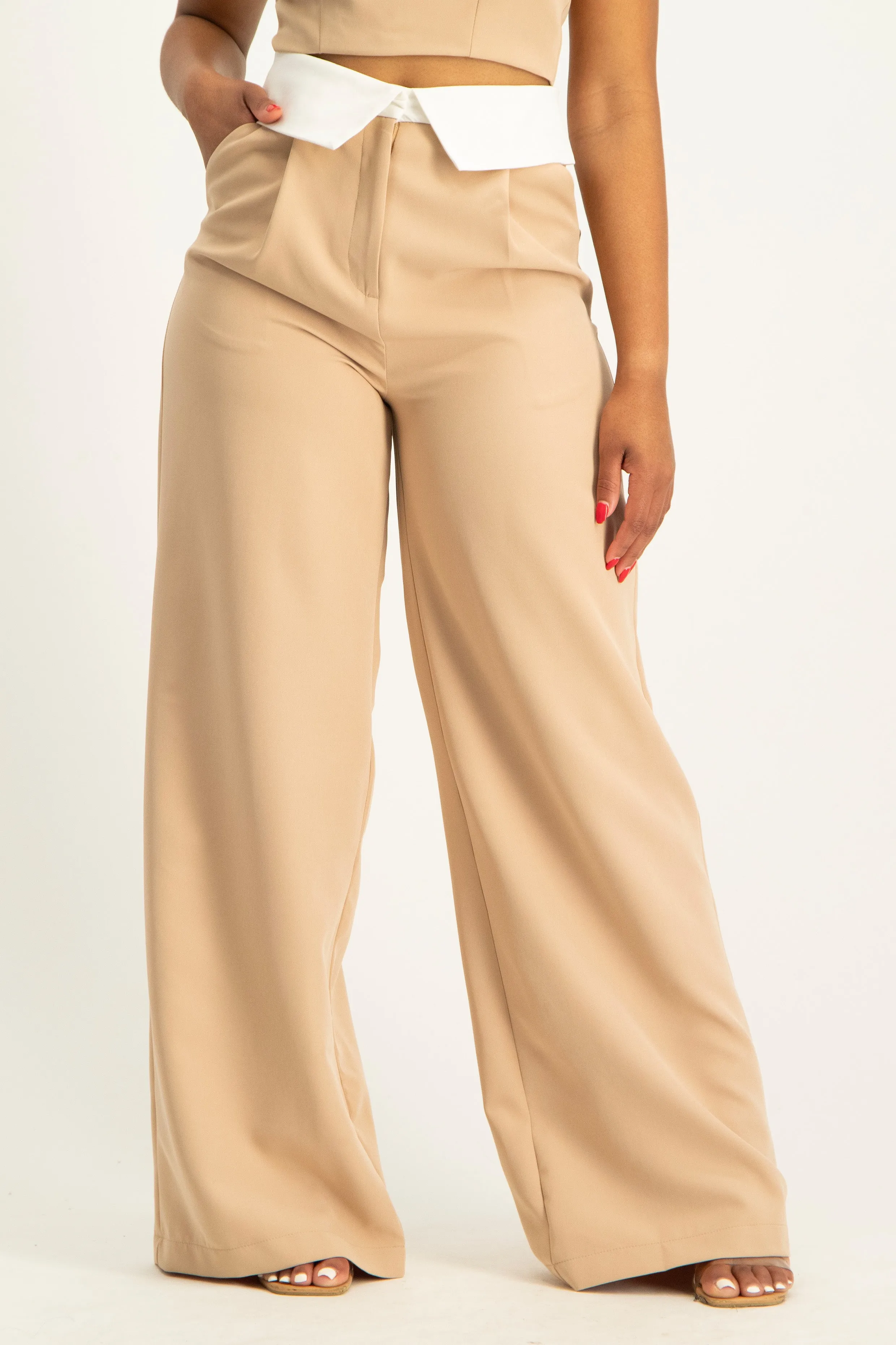 Trouser Pant w/ Fold Over Detail