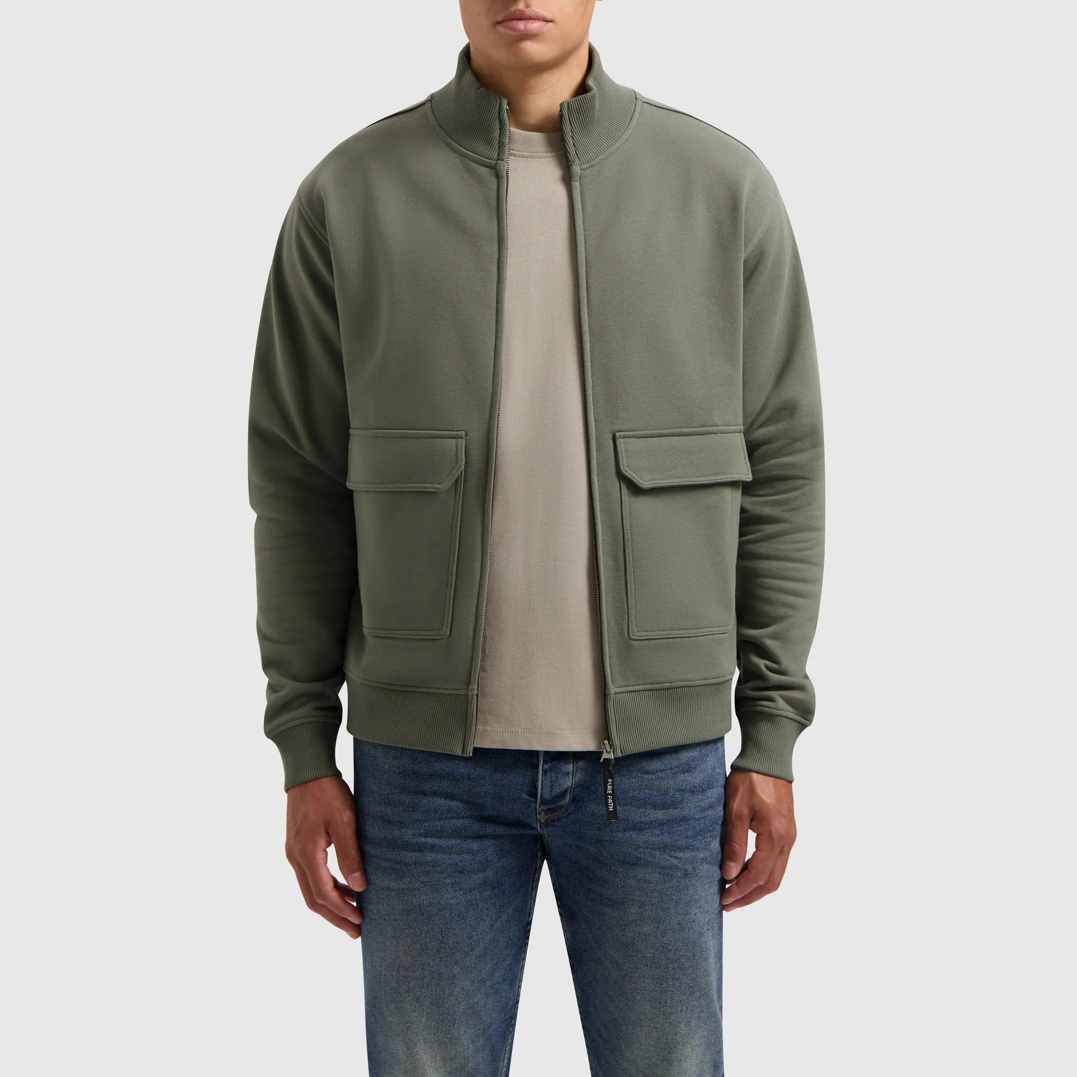 Utility Zip-Up Sweater | Army Green