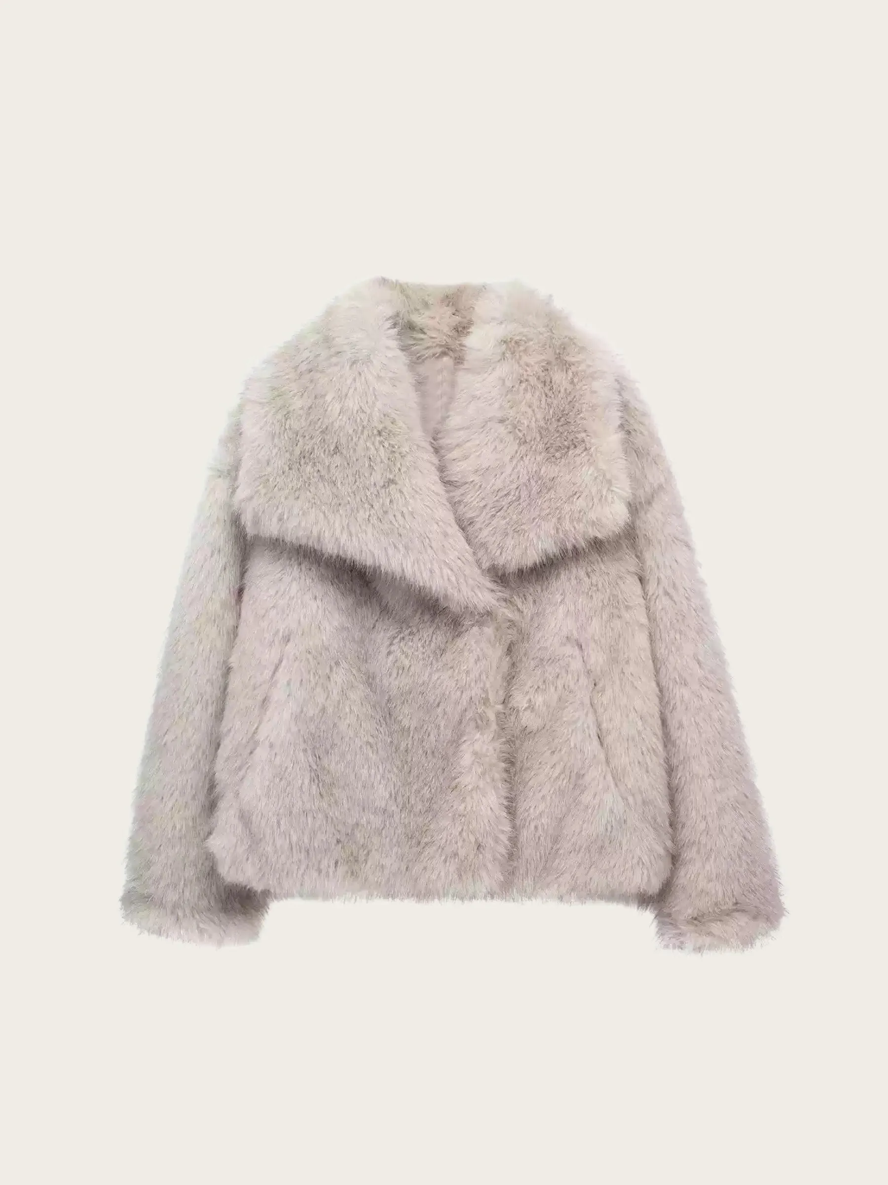 Vvsha Asuna Faux Fur Jacket in Light Grey